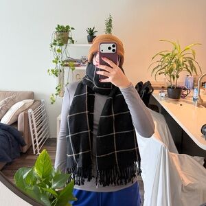 Black and brown plaid scarf